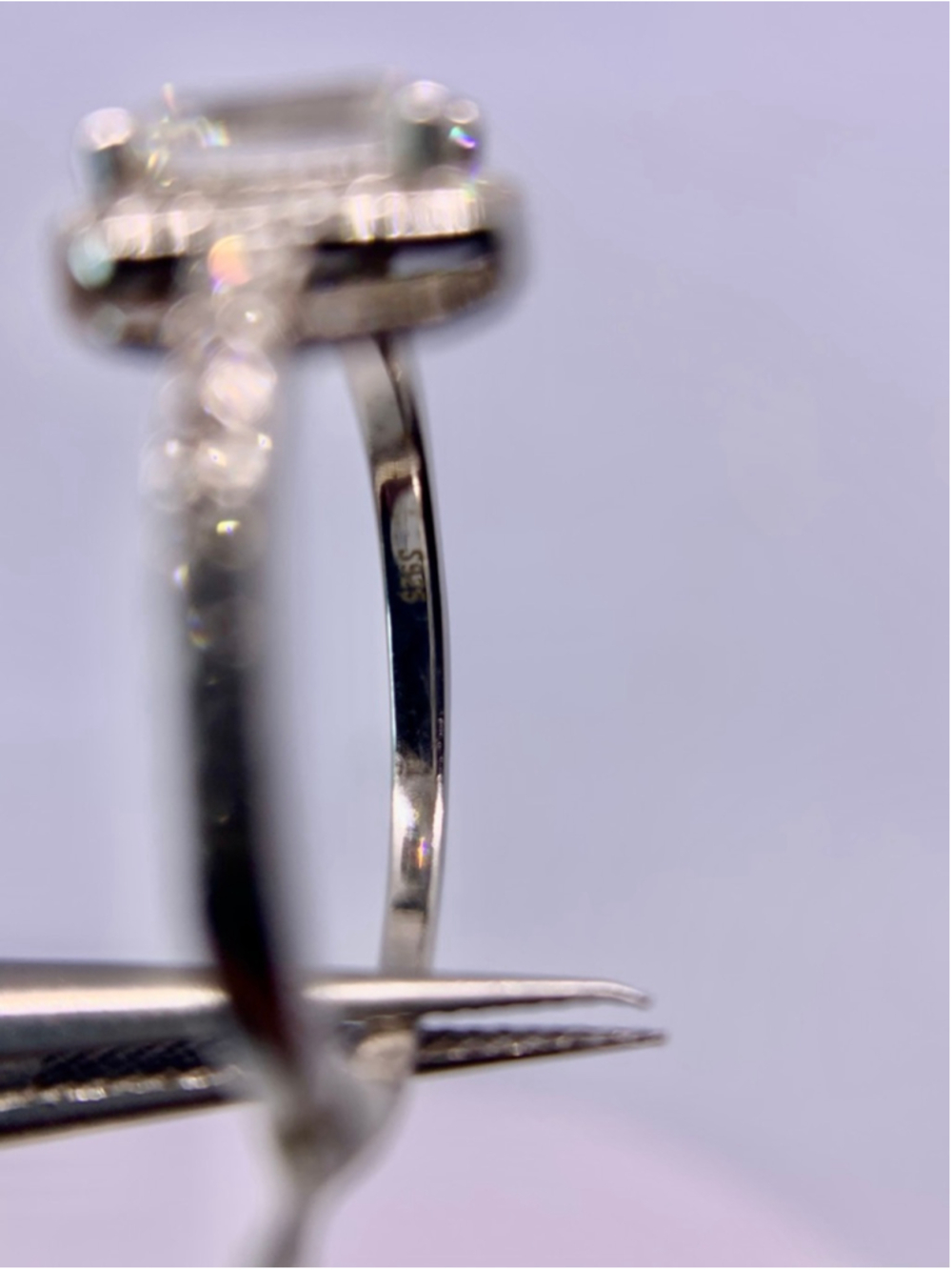 Emerald Cut Halo Moissanite Ring 925 Silver GRA 1 Ct - Picture 14 of 14